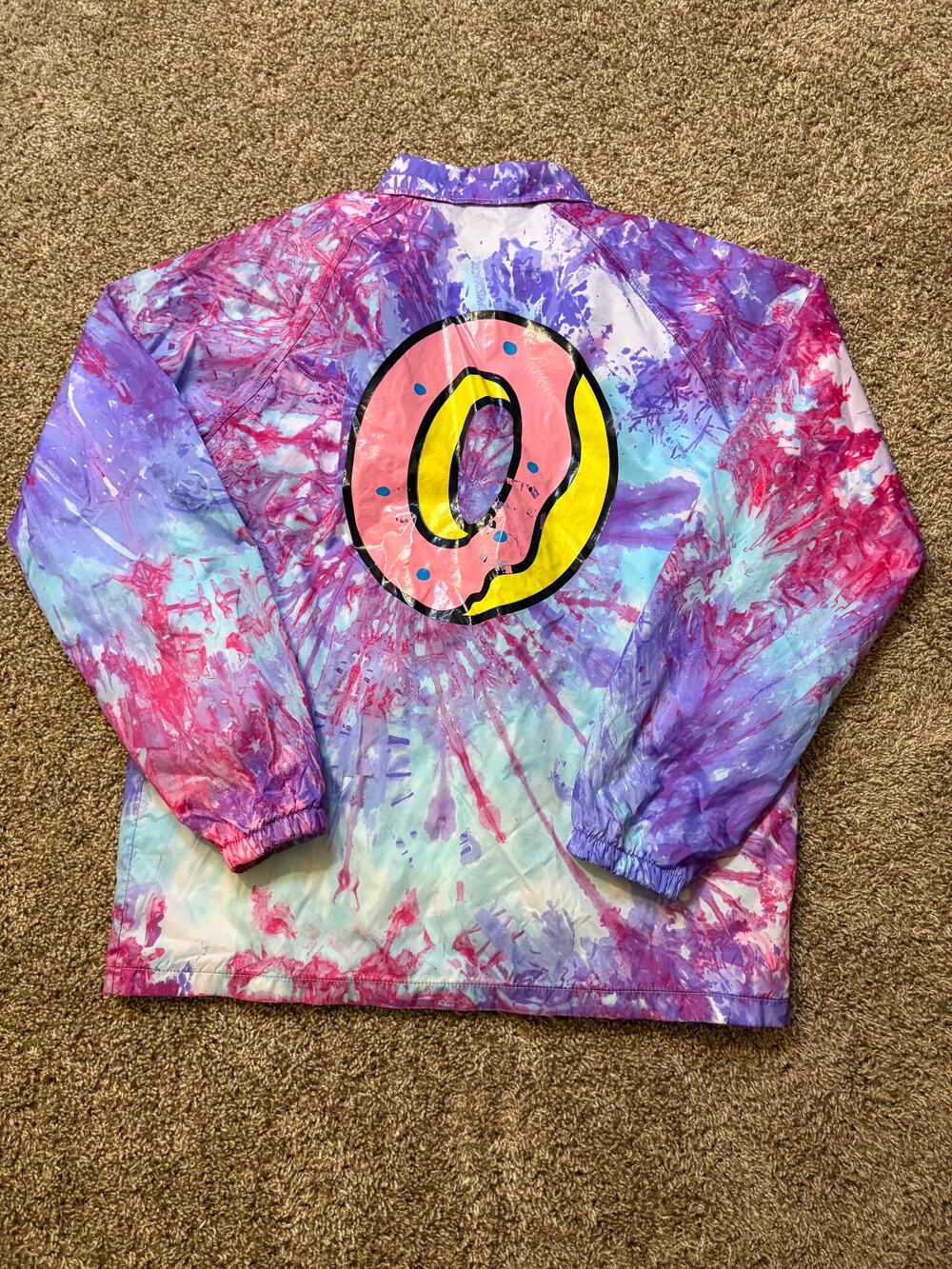 Odd Future Donut Logo Tie Dye Nylon Coach Jacket Mens Size Medium